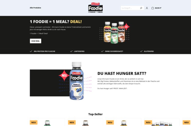 Onlineshop des Kunden Ehrmann Onlineshop DE