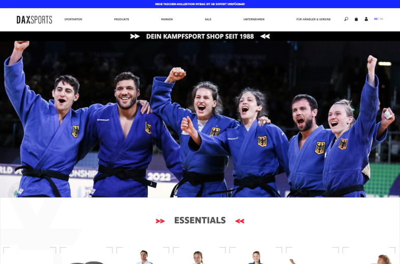 Onlineshop des Kunden DAX-SPORTS