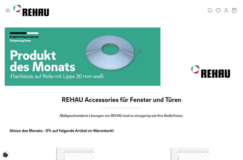 Onlineshop des Kunden REHAU Accessories für Fenster und Türen