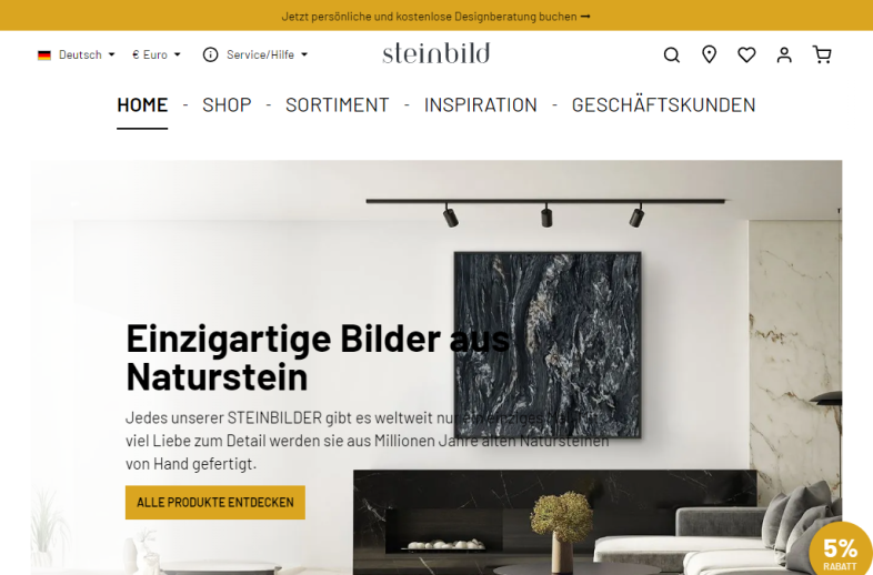 Onlineshop des Kunden STEINBILD