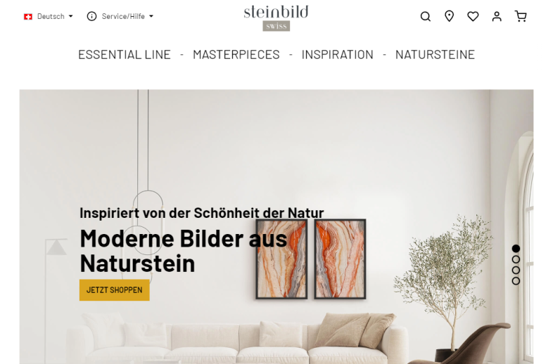 Onlineshop des Kunden STEINBILD Swiss