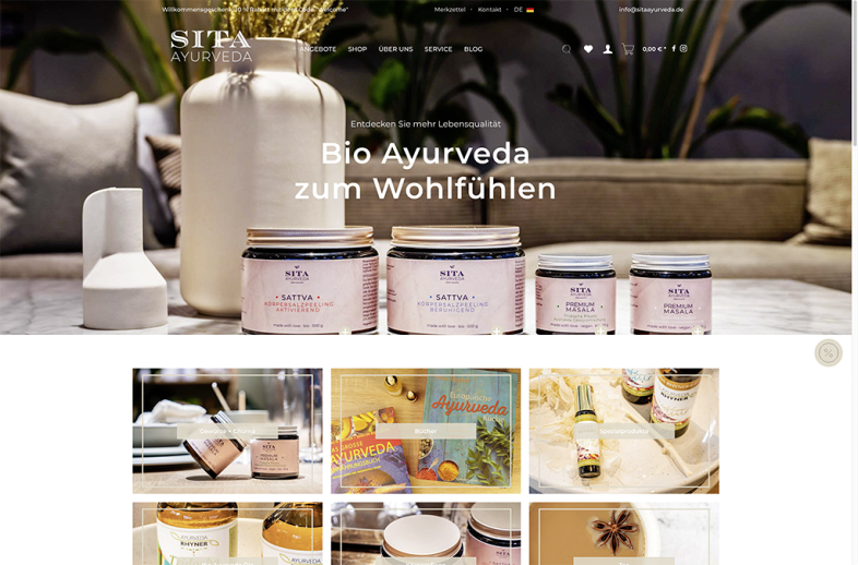 Onlineshop des Kunden sitaayurveda.de