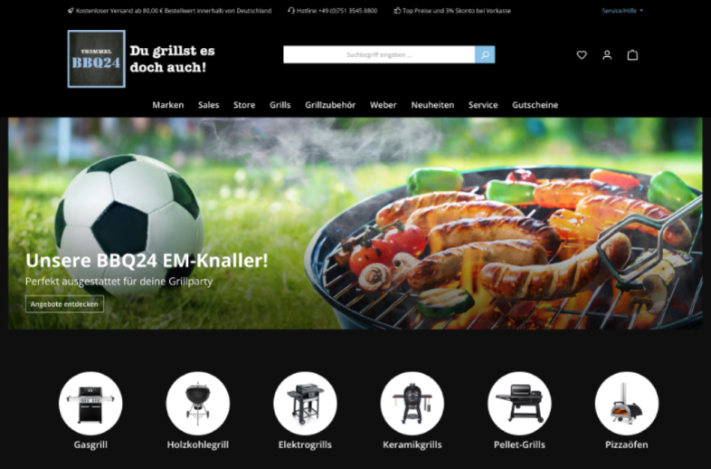 Onlineshop des Kunden BBQ24