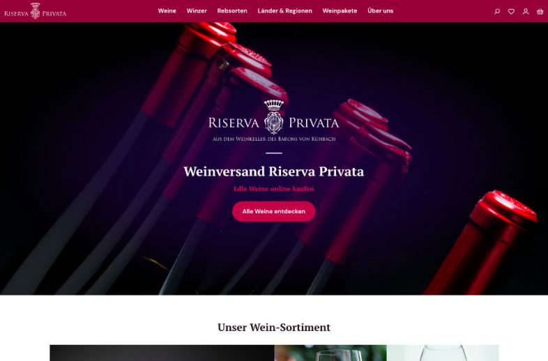 Onlineshop des Kunden Riserva Privata