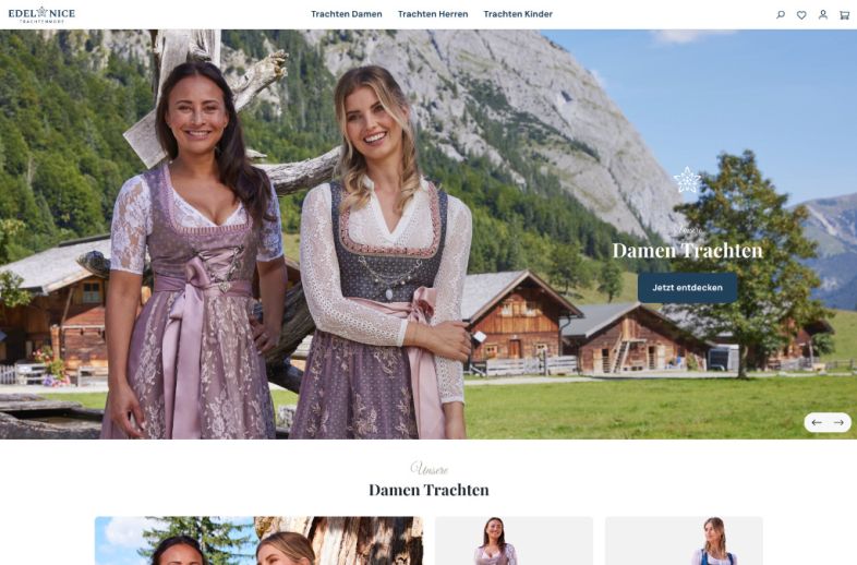 Onlineshop des Kunden Edelnice Trachtenmode