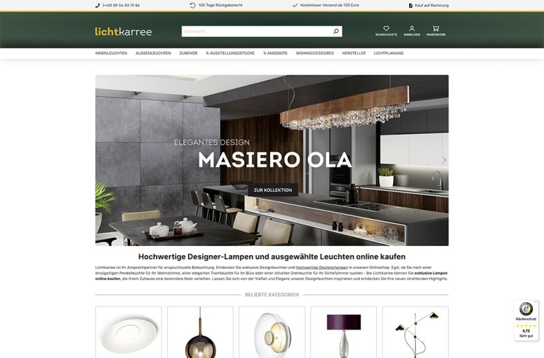 Onlineshop des Kunden Lichtkarree