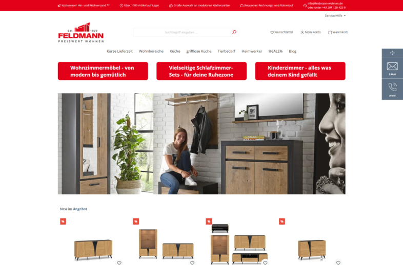 Onlineshop des Kunden Feldmann Wohnen