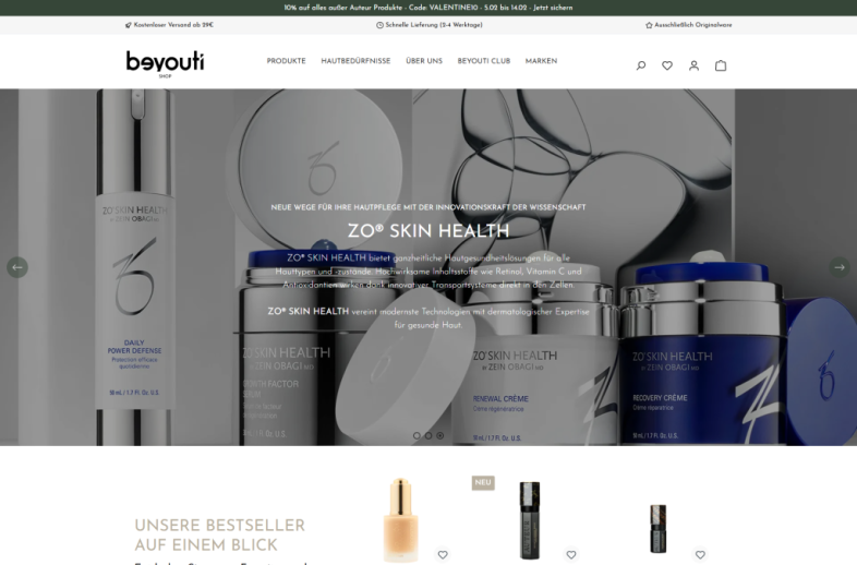 Onlineshop des Kunden beyouti