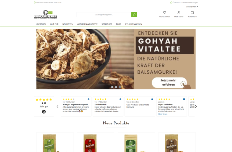 Onlineshop des Kunden Kraftmischer