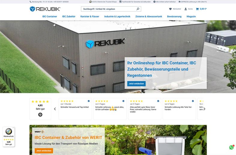 Onlineshop des Kunden rekubik.de