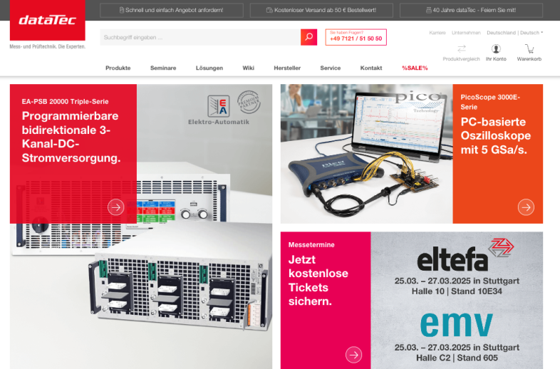 Onlineshop des Kunden dataTec AG