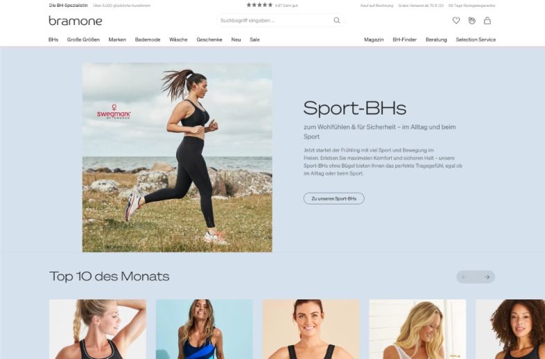 Onlineshop des Kunden Barmone