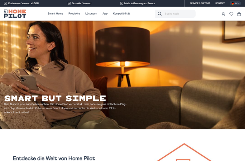 Onlineshop des Kunden Homepilot: Smart Commerce