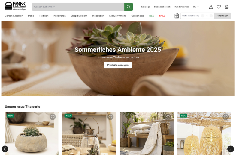 Onlineshop des Kunden Frank Flechtwaren