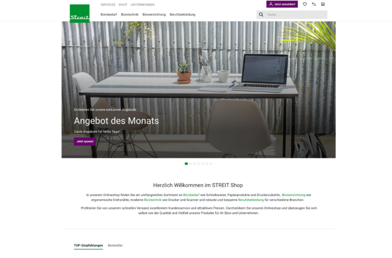 Onlineshop des Kunden Streit Service & Solution GmbH & Co. KG
