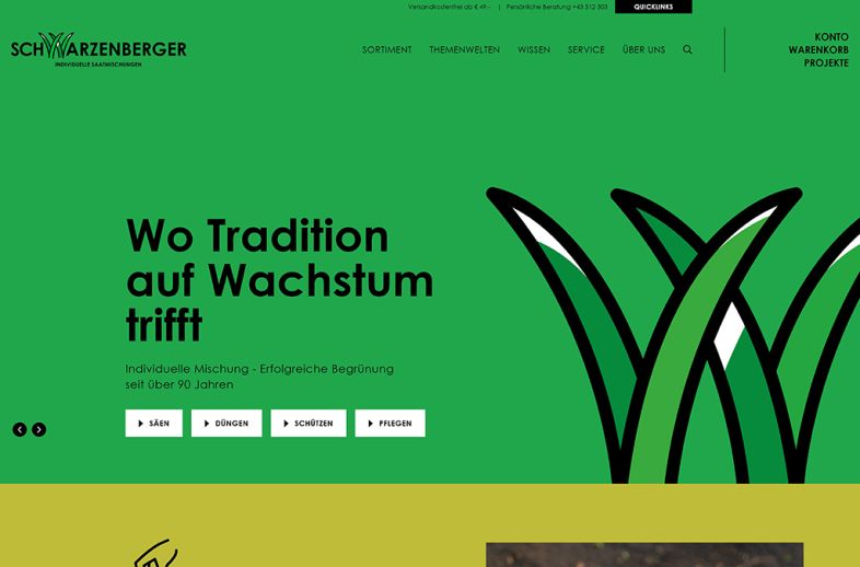 Onlineshop des Kunden Samen Schwarzenberger