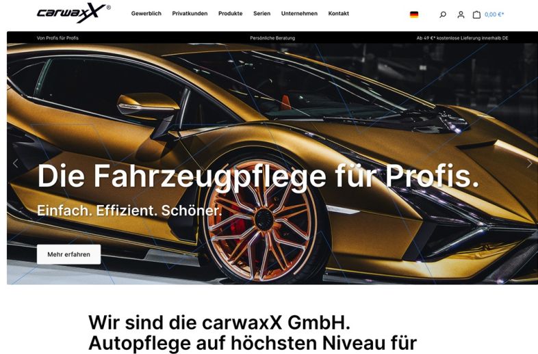 Onlineshop des Kunden CarWaxx Onlineshop