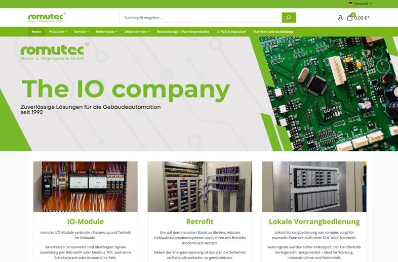 Onlineshop des Kunden romutec