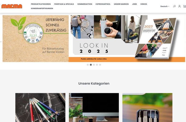 Onlineshop des Kunden Macma Werbemittel