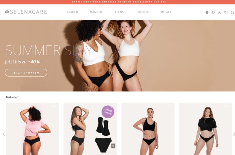 Onlineshop des Kunden Selenacare