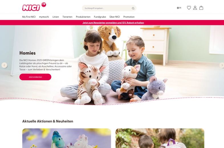 Onlineshop des Kunden NICI B2B und B2C Shop