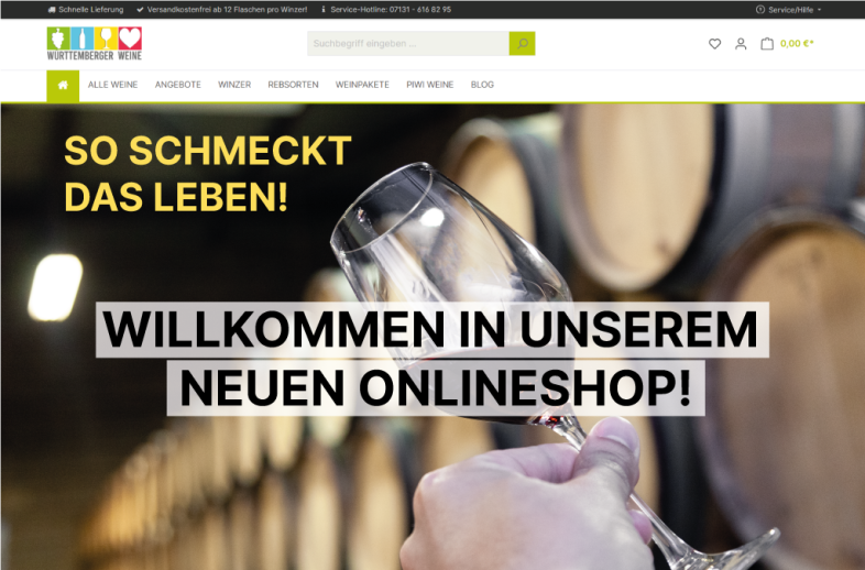 Onlineshop des Kunden Komplexe Marktplatzlösung für unabhängige Winzer