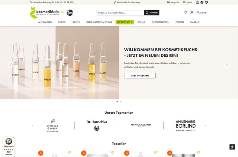 Onlineshop des Kunden kosmetikfuchs.de