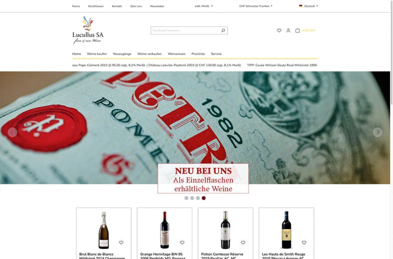 Onlineshop des Kunden Lucullus SA