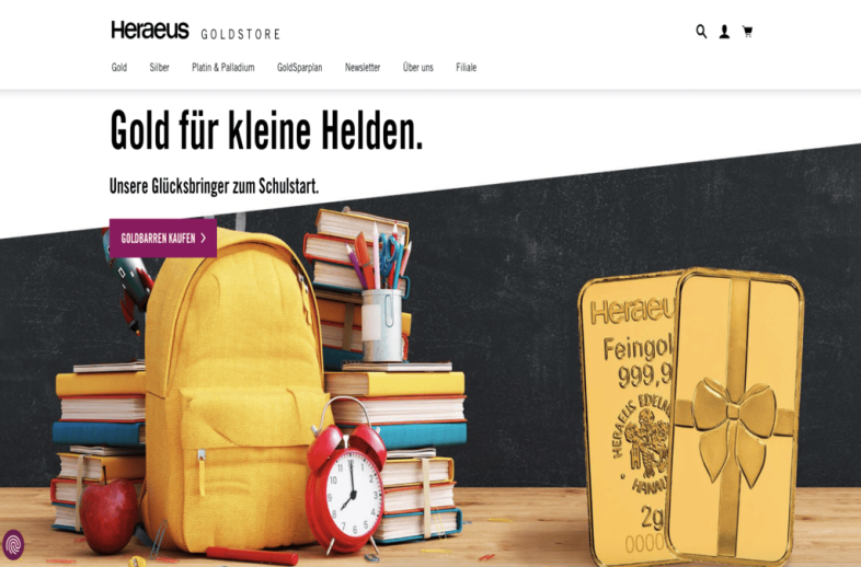 Onlineshop des Kunden Heraeus Group