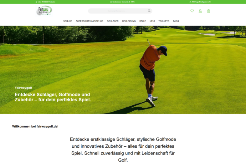 Onlineshop des Kunden Fairway Golf Shop