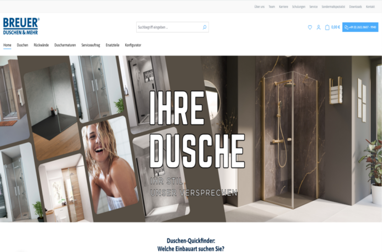 Onlineshop des Kunden Duschkabine
