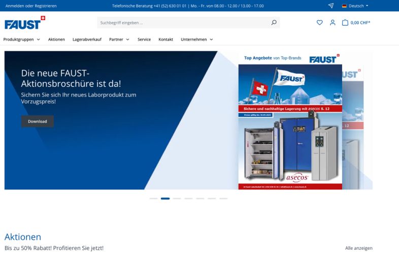 Onlineshop des Kunden Faust