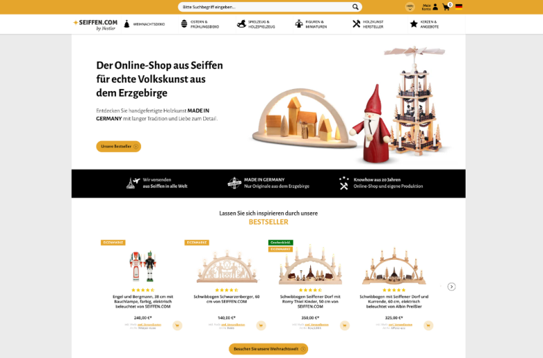 Onlineshop des Kunden Seiffen.com by Nestler GmbH