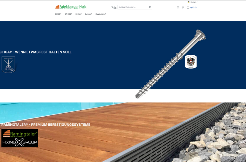 Onlineshop des Kunden Adelsberger Holz
