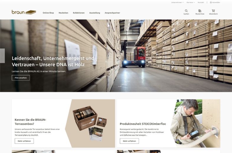 Onlineshop des Kunden BRAUN AG