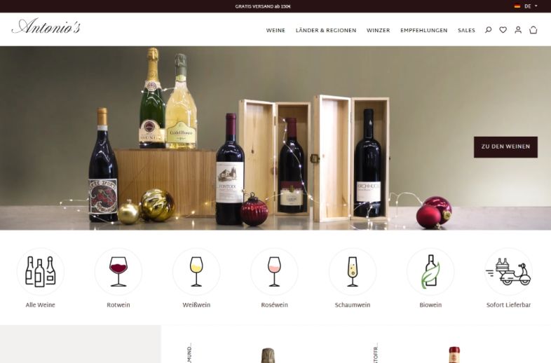 Onlineshop des Kunden Antonio's Genusswelten - Online entdecken, exklusiv genießen