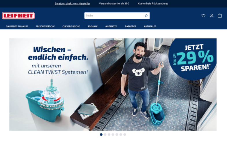 Onlineshop des Kunden Leifheit