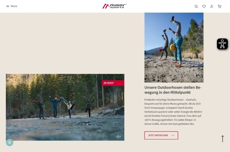 Onlineshop des Kunden Maier Sports