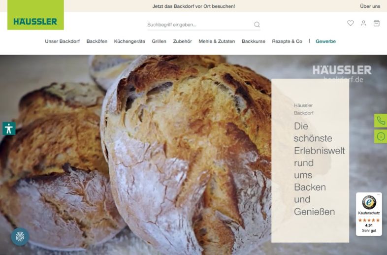 Onlineshop des Kunden Häussler Backdorf