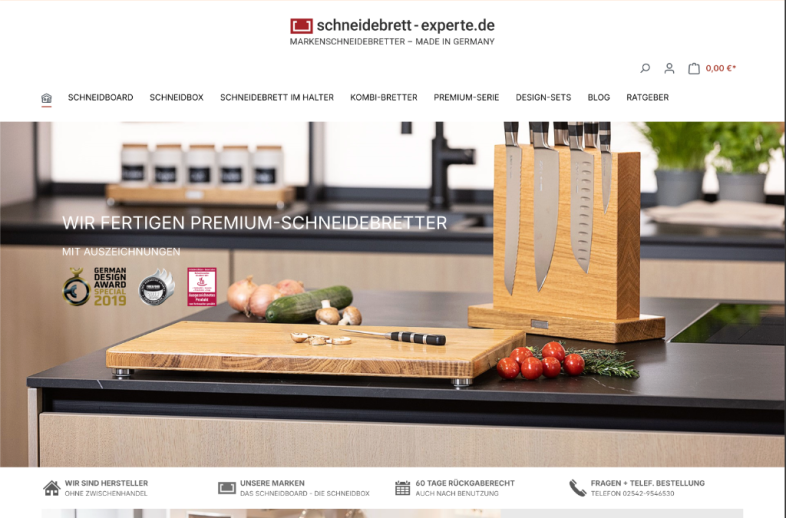 Onlineshop des Kunden Schneidebrett-Experte.de