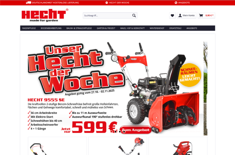 Onlineshop des Kunden Hecht-Garten.de