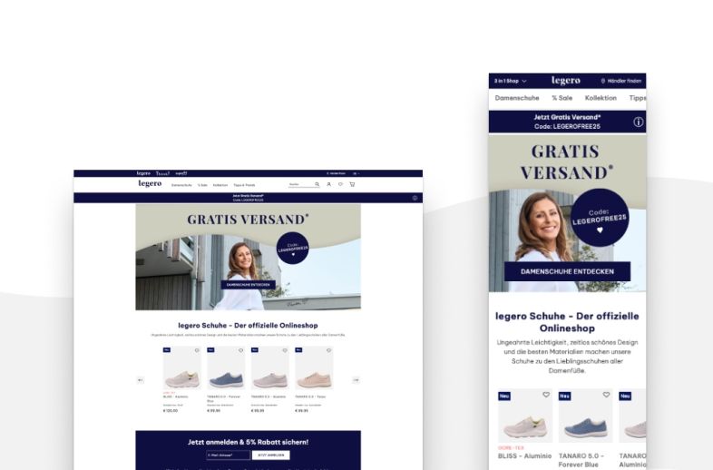 Onlineshop des Kunden legero