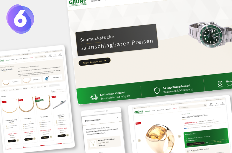 Onlineshop des Kunden GRÜNE'S Leihhäuser