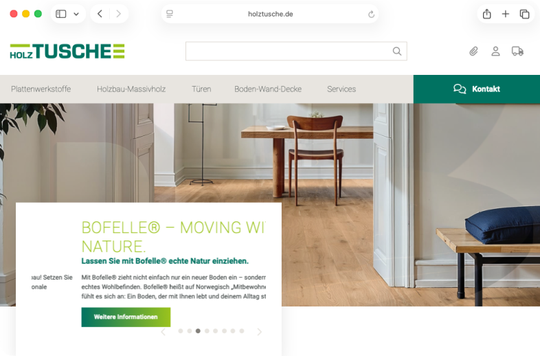 Onlineshop des Kunden Holz-Tusche GmbH & Co. KG