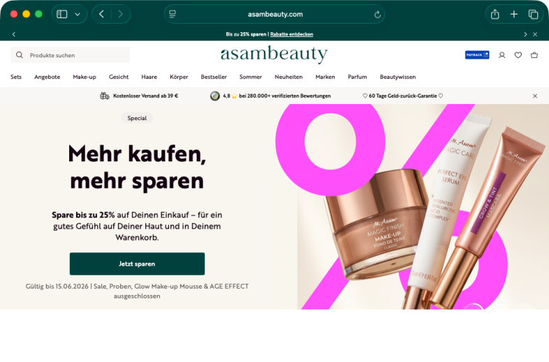 Onlineshop des Kunden asambeauty