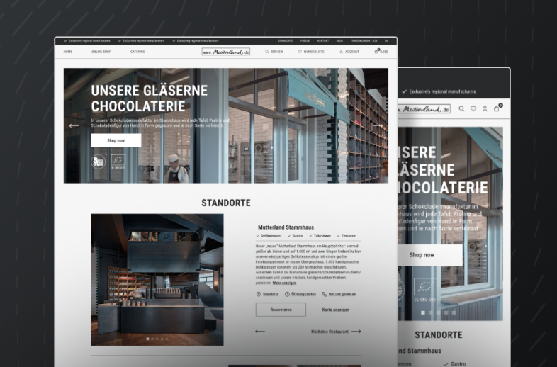 Onlineshop des Kunden Mutterland