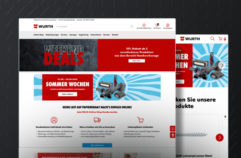 Onlineshop des Kunden Wurth