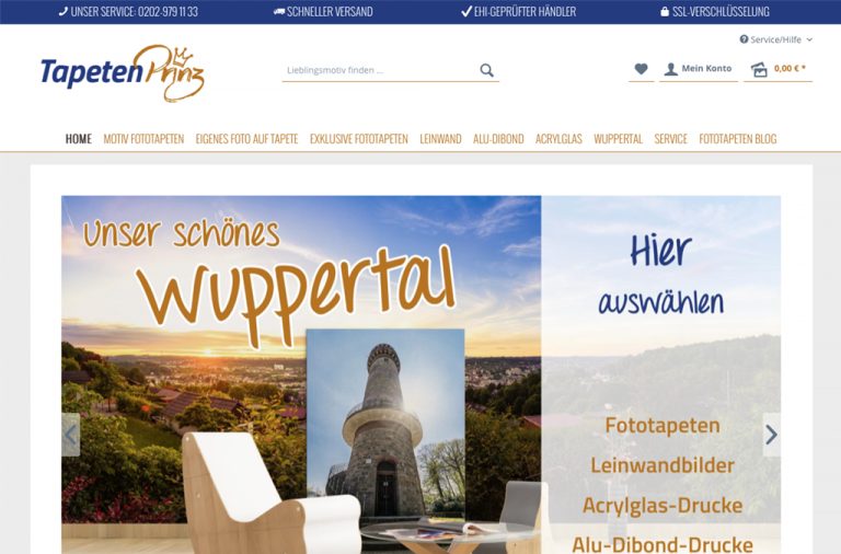 Onlineshop des Kunden Tapetenprinz