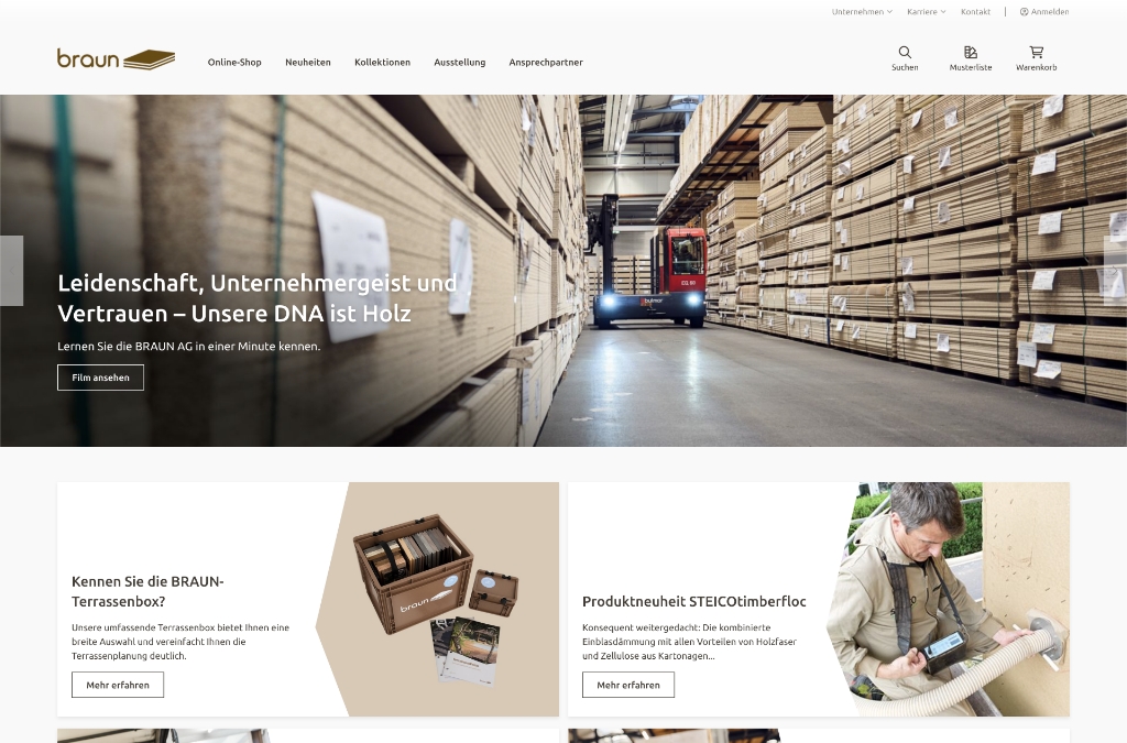 Screenshot of the store: BRAUN AG