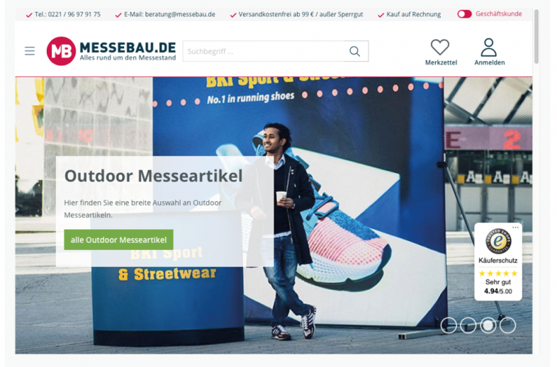 Onlineshop des Kunden https://www.messebau.de